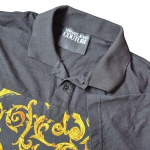 Versace Jeans‎ Couture Men's XXXL Black Baroque Polo Shirt Short Sleeve